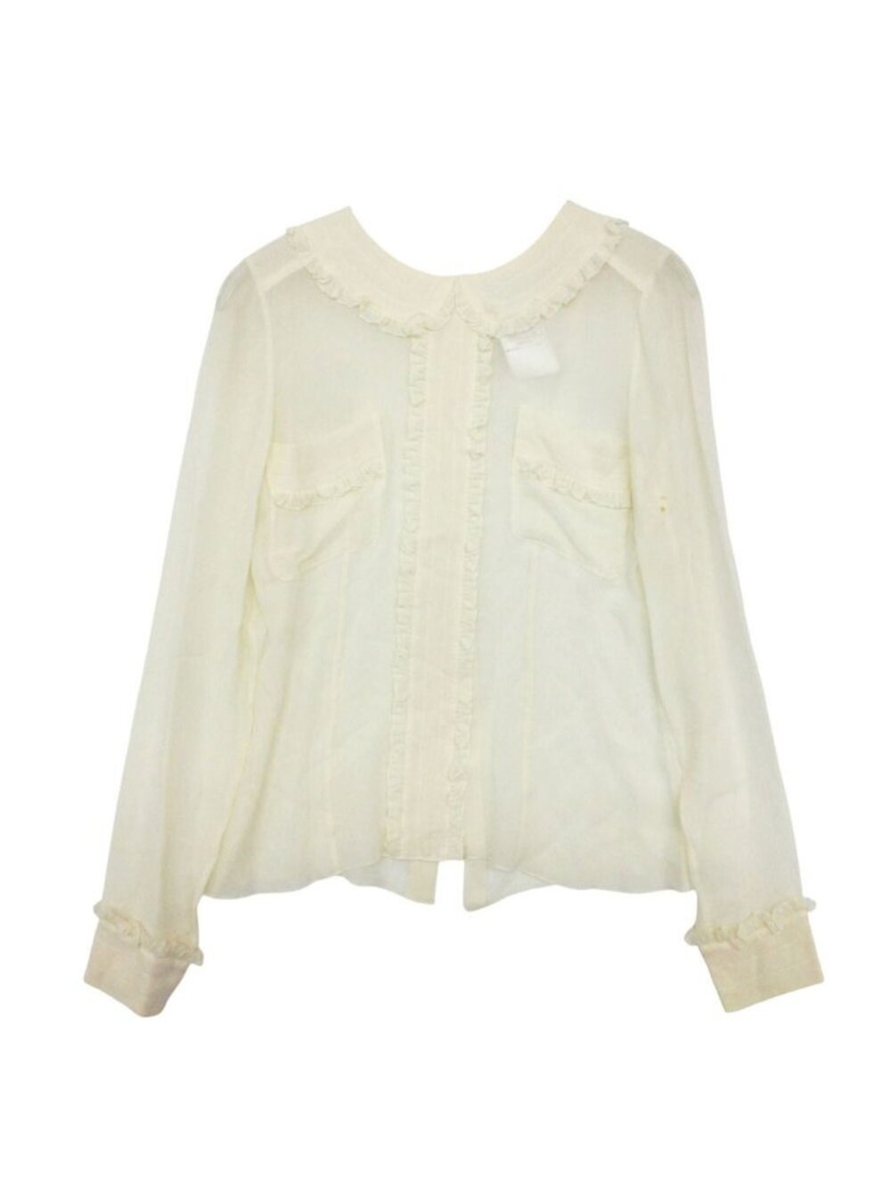 Chanel Blouse Ensemble Silk 100% Sheer Long Sleeve Shirt Camisole Top Ivory - Picture 2 of 10